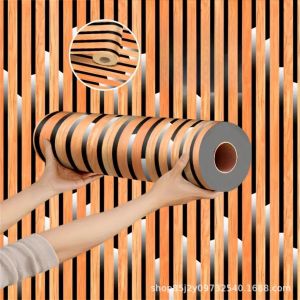 Wallpaper Dinding Ruang Tamu Kayu Panel Coklat Wood Kombinasi 8m Lebar 45cm