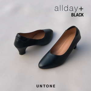 รองเท้าคัทชู หัวแหลม ส้น 2 นิ้ว ไซส์ใหญ่ 35-46  สีดำ พียู [ Black 2 ] UNTONE AP20