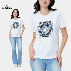 Zeneya Creative Expression Graphic Tee Women Casual Artistic Trend Fashion Top Soft Cotton Shirt