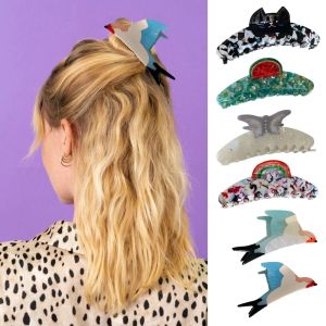 ERYRG นกสำหรับนก กรงเล็บขนสัตว์ อะซิเตท แมวแมวแมว คลิปปลาฉลามอาซีเตท สง่างามเรียบหรู ผีเสื้อรูปผีเสื้อ คลิปผมแมว หญิง/หญิง