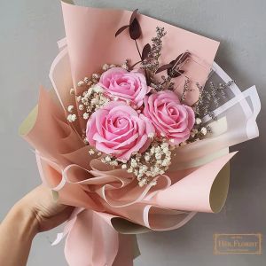 HER.FLORIST 3PCS Premium Soap and Dried Flowers Bouquet / Buket Bunga Sabun dan Bunga Kering Kado/ Buket Wisuda