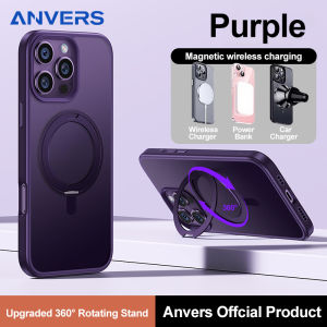 Anvers for iphone 18/17/16/15/14 Pro Max Case with 360° Magnetic Stand Matte Ring Holder Phone Case