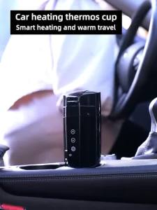 12V 24V Car Heating Cup Electric Kettle Stainless Steel Smart Temperature Control Touch LCD Display Travel Coffee Mug Warmer for Car