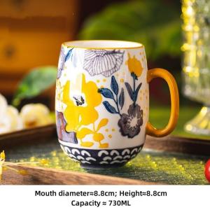 OMK American style Hand Painted Ceramic Large Capacity Mug 730ML Coffee Cup
