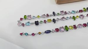 Shi Jia Gema Series 520 Candy Dopamine Color-Block Collarbone Chain Sparkling Crystal Womens Jewelry