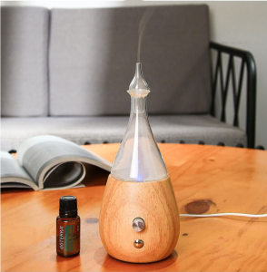 Wayismell Wood Base and Glass Bottle Essential Oil Diffuser for Aromatherapy Controllable Lights Purifyingair Nebulizer for Relieve stress and Fresh air