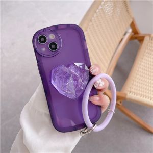 Zeallion Luxury INS Transparent Soft Phone Case For [iPhone 13 12 Pro Max 11 X XS XR 7 8 Plus]Stand Cover with Heart Holder Bracket Wristband