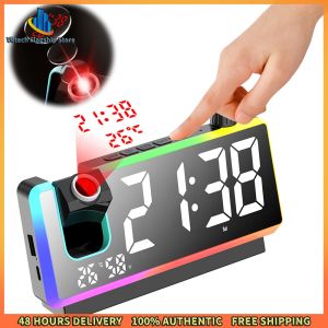 Vktech Projection Alarm Clock with USB Charging Dual Alarms for Hearing Impaired and Deaf People Large Display Bright Screen Easy to Use