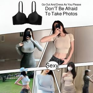 New Style Small Chest Looks Big Gathered Letter Underwear Without Steel Ring to Show Round Nude Feeling Skin-Friendly One-Piece Bra Summer Thin Style