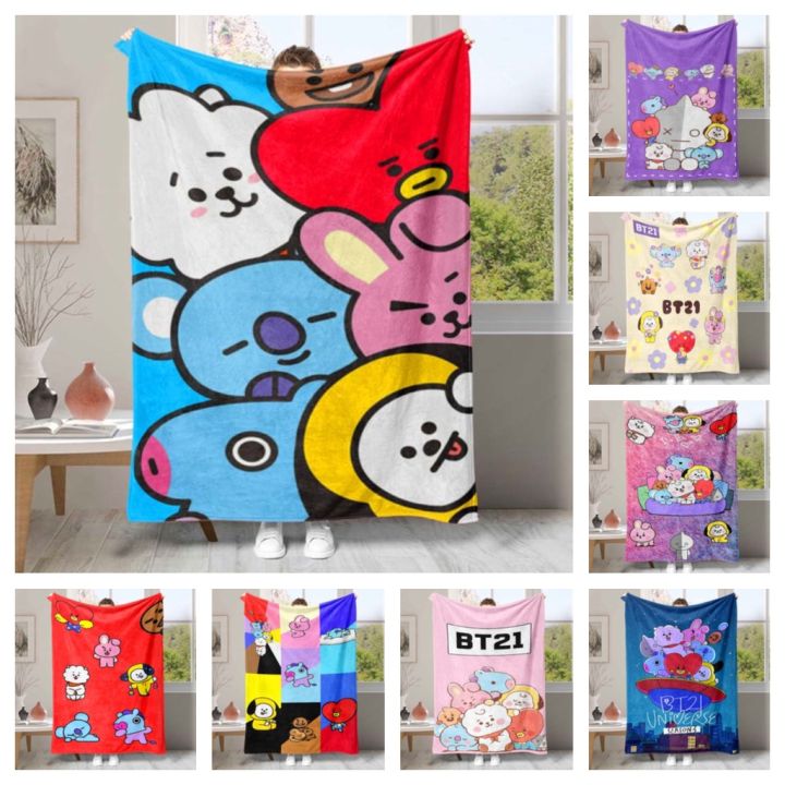 Bt21 Bts Quilt Blanket BTS Boys Cartoon Anime BT21 Couch Quilt
