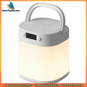 Vktech Nursery Night Light with Clock Touch Bedside Lamp for Kids Toddler Bedroom Decor