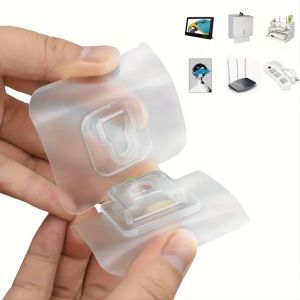 8pcs Powerful Traceless Double-Sided Buckle Punch-free Plug-in Row Hook Socket Holder Wall-mounted Adhesive Storage Hook