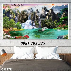 Tranh gạch 3D phong cảnh thác nước đẹp
