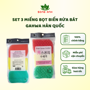 Túi 3 miếng bọt biển rửa bát Gahwa Hàn Quốc GH234