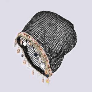 TEWUB Large Head Size Shell Charm Wrap Beanie Lightweight Thin Hollow Out Slouchy Hat Y2K Breathable Fringe Skullcap Spring Summer