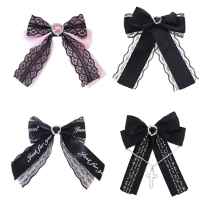 Hair Clip Bow Y2K Ribbon Bangs Clip Sweet Girls Cute Duckbill Clip Headdress Hair Accessories Rhinestones Hairpin