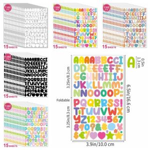 MMLUCK Số 26 chữ cái Nhãn dán chữ hoạt hình 0.5 inch Hoạt hình Miếng dán số 26 chữ cái Miếng dán chữ guka Tự làm Bảng chữ cái đầu hoạt hình Vật liệu sổ tay