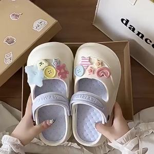 [Free Shipping] Eva WomenS Summer Flat Shoes Soft-Soled Versatile Simple Fashionable With A Perforated Design Suitable For Outdoor Wear And With A Retro Style