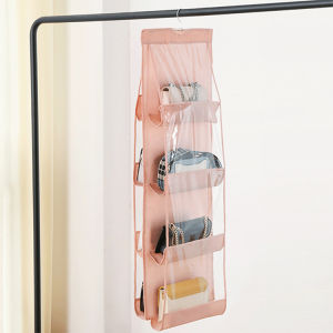 Six Compartments Thickened Storage Bag Hanging Cabinet Dust-Proof Waterproof Bag Handbag Organizer