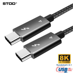 STOD Thunderbolt 4 Cable Right Angle 90 Degree Type C Cord USB C PD Fast Charger Charging 5A Lshape L shaped Power Line Data 40Gbps Thunderbolt 3 Laptops to Monitor Long Short Eblow Wire for Apple Macbook Pro Dell EGPU Pcie EGFX Nylon Black 1M 1.5M 2M