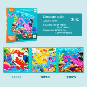 Bộ Đồ Chơi Xếp Hình 5 cấp độ bằng gỗ 3 in1 nhiều chủ đề cho bé lựa chọn