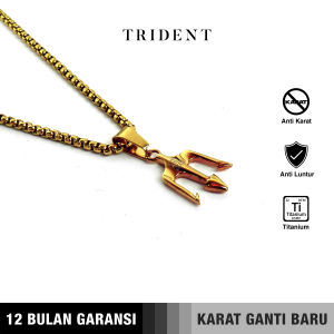 Emrys Liontin Set TRIDENT Real Titanium Anti Karat Kalung Titanium Pria Wanita