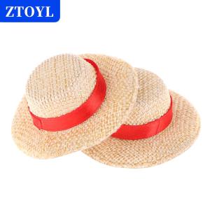 [COD] ZTOYL หมวกฟางสำหรับตกแต่งเสื้อผ้าตุ๊กตาหมวกกันแดด1ชิ้น