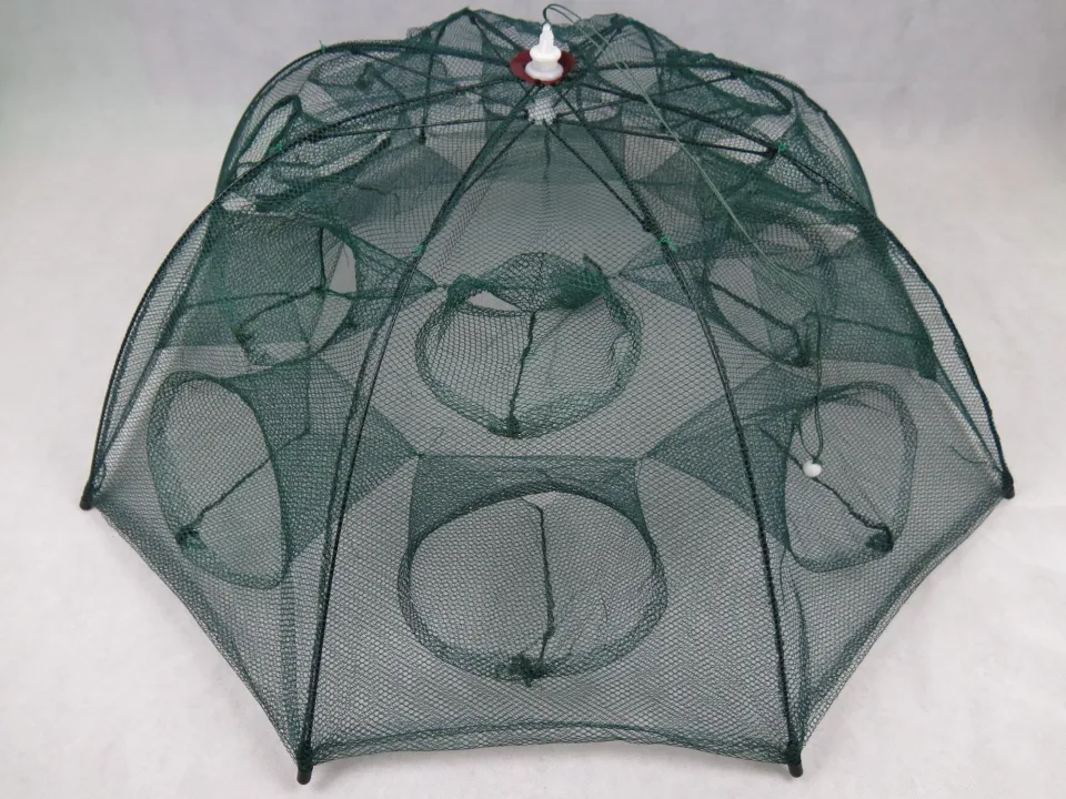 16 Holes Fishing Net Trap Folding Umbrella Portable Automatic Cage