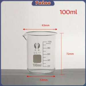 Talao Glass Beaker 50/100/250/200ml Laboratory Measuring Cup Glassware For School Study Lab Glass Beaker S