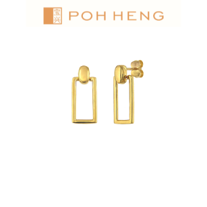 Poh Heng Jewellery 22K Rectangle Earrings in Yellow Gold[Price By Weight]