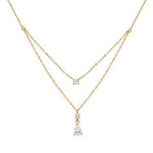 Sparkling 3 Zircon Oval Teardrop Pendant Necklace • Waterproof Non Tarnish • Fashion Necklaces Women NL331 Solis Jewelry