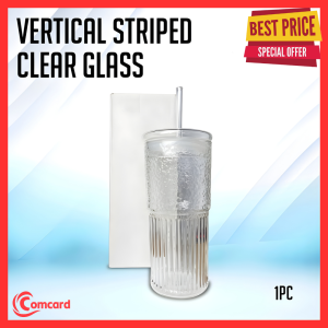 20oz Glass Travel Mug with Straw Cover Coffee Cup Tumbler Stripe Textured for Hot Cold Beverage +R