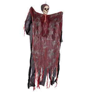 Halloween hanging ghost decorations-stained horror skull decorations props-colored gauze for scene setup on porch and terrace