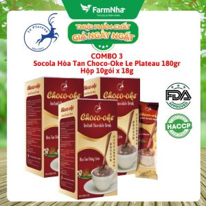 (Combo 3) Socola hòa tan Choco-Oke Le Plateau 180g 10góix18g - Cacao Daklak với kem sữa New Zealand