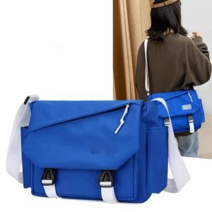 MOIRA ความจุขนาดใหญ่ กระเป๋าสะพายข้างไนลอน กระเป๋าหลายช่อง แบบเกาหลี กระเป๋าสะพายข้าง แฟชั่น สีพื้น กระเป๋าเมลแมน นักเรียน