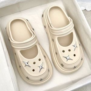 [Free Shipping] Thick-soled height-increasing lightweight fashionable and versatile womens clogs for summer 2026 featuring breathable toe covers