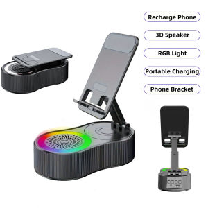 5in1wireless loa & Giá đỡ điện thoại với sạc khẩn cấp (2000mAh) cho điện thoại thông minh và máy tính bảng Máy tính để bàn các bên cắm trại Giá để điện thoại