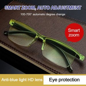 Smart Zoom Reading Glasses With Anti Blue Light HD Lens Gradient Color Lightweight PC Frame For Eye Protection