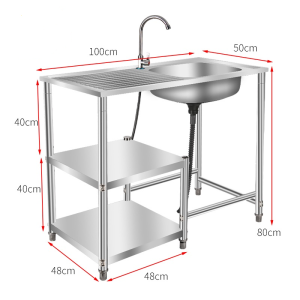 Stainless Steel Kitchen Sink Rack With Faucet 304 Stainless Steel Kitchen Organizer Shelf With Wash Basin Pot Baffle Pool Vegetable Wash Space Saver