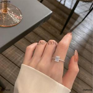 [COD] ZNPNXN Luxury Classic Wedding Engagement Rings For Women Square Lucky Ring Personality Alloy Rings Charm Jewelry