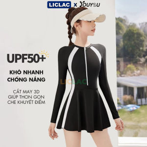 Đồ bơi nữ liền thân dài tay váy xoè chống nắng UPF50+ che khuyết điểm đi bơi đi biển VB101805Y