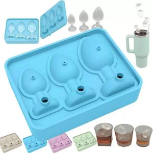 ZYJC Reusable Ice Cube Mold Easy Demoulding Silicone Prank Mold Homemade 3 Grids Ice Cube Maker Tumbler