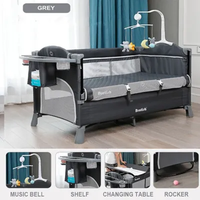 [SG Stock]Brotish Multifunctional 2 Layer Portable Infant Baby Cot Playpen Travel Cot Bed Double-deck Playpen Sleep Bed