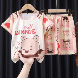 ชุดนอน คอกลม ลายการ์ตูนน่ารัก ระบายอากาศได้ดี สําหรับเด็กผู้ชาย และเด็กผู้หญิง Sleepwear【Hippobaby】