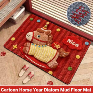 Cartoon Horse Year Diatom Mud Floor Mat Welcome Doormat Home Carpet Super Absorbent Anti-slip Floor Mat Bathroom Kitchen Mat
