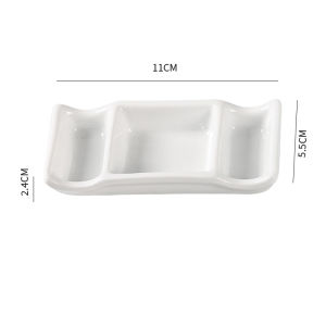 DAFIFY 8pcs Ceramic 3-Well Soy Sauce Dish Tray Chefs Selection Porcelain Appetizer and Tasting Serving Platter