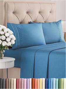 TRIDOCORE Queen Size Microfiber Bed Sheet Set with Fitted Sheet Pillowcases & Elastic All-Around Design - Ultra Soft Breathable & Cooling