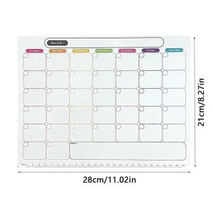MADEWITH 1Pcs Mềm  tủ lạnh Kế hoạch hàng tuần hàng tháng Từ tính Bảng tin nhắn ghi chú Bền 28x21cm Nhãn dán lịch Tủ lạnh