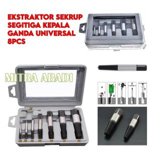 Ekstraktor Sekrup Segitiga Kepala Ganda Universal 8 Pcs / Alat Pelepas Sekrup