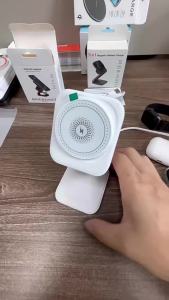 Bộ sạc không dây ba trong một 90% off tầng từ tính 15W Sạc không dâynhỏ gọn cho điện thoại di động tai nghe và đồng hồ đa chức năng